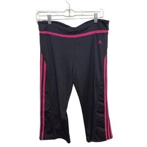 ADIDAS Women Athletic Cropped Pants Size M Dark Gray Pink